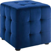 Contour Cube Ottoman in Tufted Navy Blue Velvet