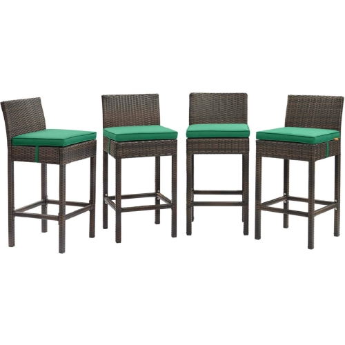 Conduit Outdoor Poly Wicker Bar Stool in Brown & Green (Set of 4)