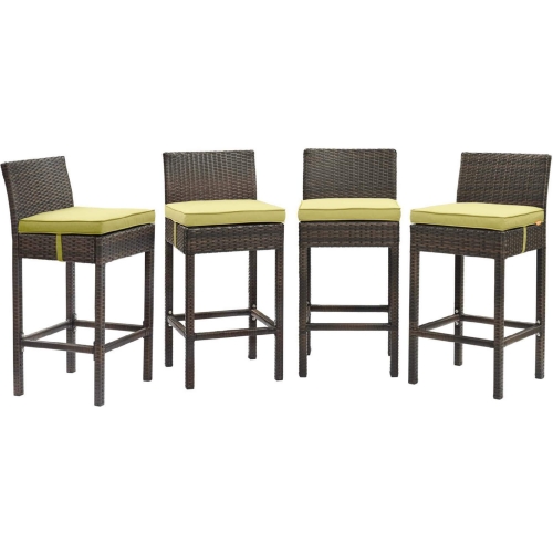 Conduit Outdoor Poly Wicker Bar Stool in Brown & Peridot (Set of 4)