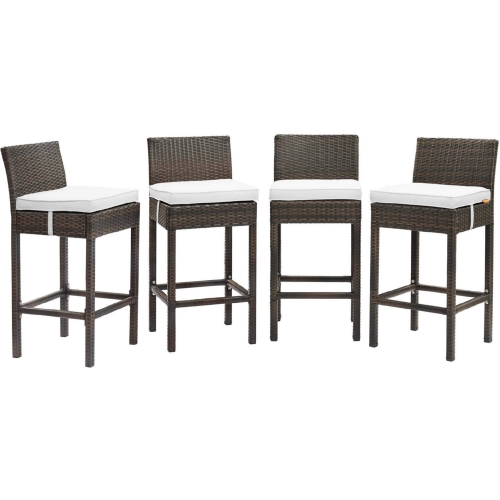 Conduit Outdoor Poly Wicker Bar Stool in Brown & White (Set of 4)