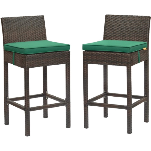 Conduit Outdoor Poly Wicker Bar Stool in Brown & Green (Set of 2)