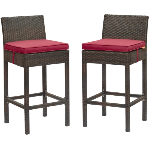 Conduit Outdoor Poly Wicker Bar Stool in Brown & Red (Set of 2)