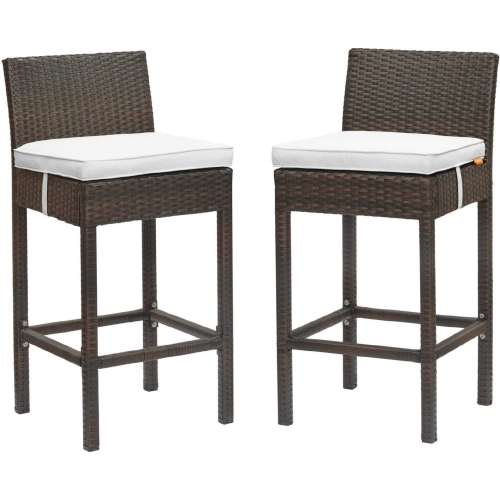 Conduit Outdoor Poly Wicker Bar Stool in Brown & White (Set of 2)