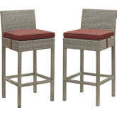 Conduit Outdoor Poly Wicker Bar Stool in Light Gray & Currant (Set of 2)