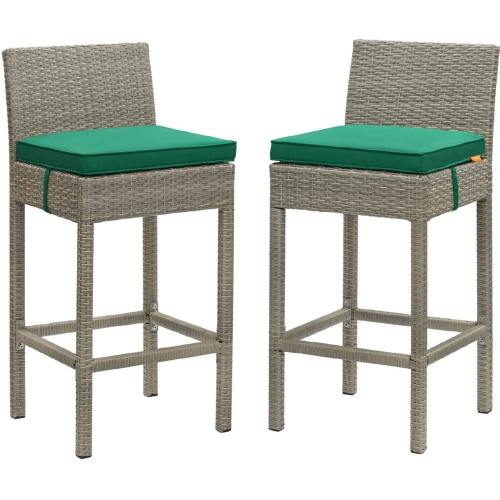 Conduit Outdoor Poly Wicker Bar Stool in Light Gray & Green (Set of 2)