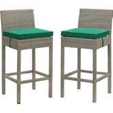 Conduit Outdoor Poly Wicker Bar Stool in Light Gray & Green (Set of 2)