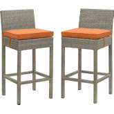 Conduit Outdoor Poly Wicker Bar Stool in Light Gray & Orange (Set of 2)