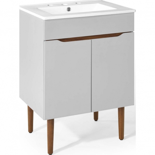 Harvest Bathroom Vanity in Gray, Walnut & White