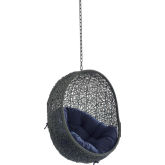 Hide Outdoor Swing Chair in Gray Poly Rattan & Navy Blue Sunbrella &reg;