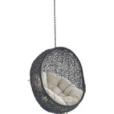 Encase Outdoor Swing Chair in Beige Fabric & Black Poly Rattan