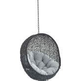 Encase Outdoor Swing Chair in Gray Fabric & Black Poly Rattan