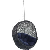 Encase Outdoor Swing Chair in Navy Blue Fabric & Black Poly Rattan