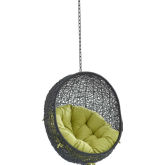 Encase Outdoor Swing Chair in Peridot Green Fabric & Black Poly Rattan