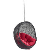 Encase Outdoor Swing Chair in Red Fabric & Black Poly Rattan