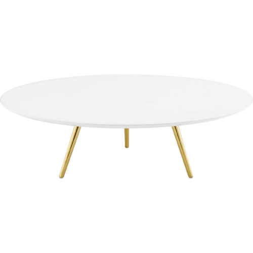 Lippa 47" Coffee Table w/ Tripod in White & Gold Stainless