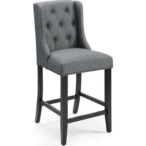 Baronet Counter Stool in Tufted Gray Fabric