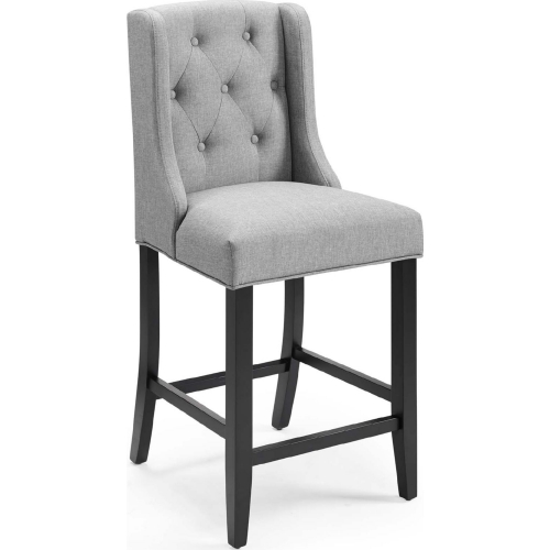 Baronet Counter Stool in Tufted Light Gray Fabric