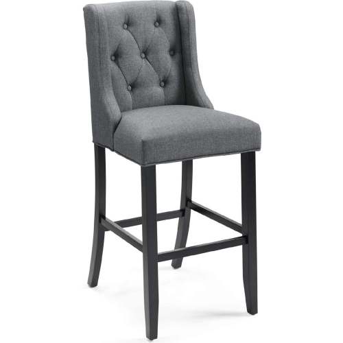 Baronet Bar Stool in Tufted Gray Fabric