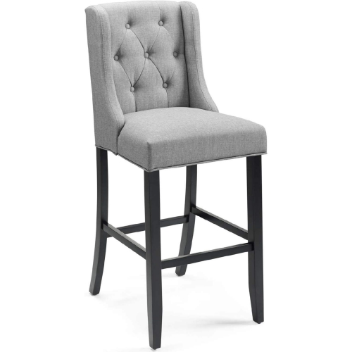 Baronet Bar Stool in Tufted Light Gray Fabric