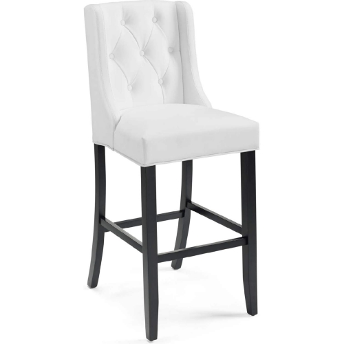 Baronet Bar Stool in Tufted White Leatherette