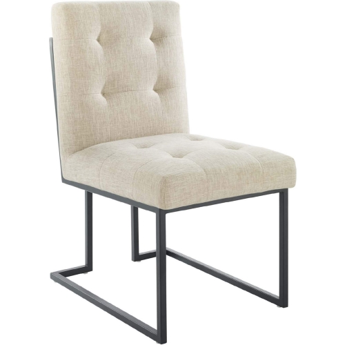 Privy Dining Chair in Tufted Beige Fabric & Black Stainless