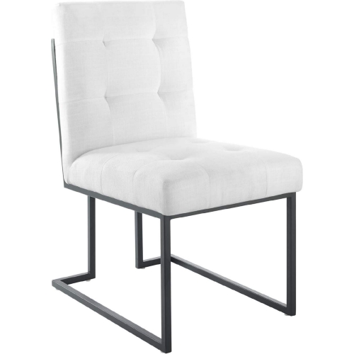 Privy Dining Chair in Tufted Beige Fabric & Black Stainless