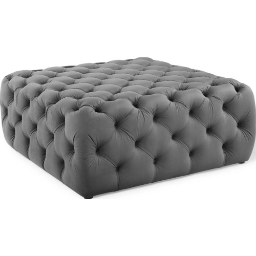 Anthem 39" Square Ottoman in Tufted Gray Velvet