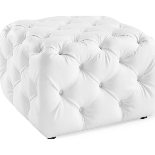 Anthem 24" Square Ottoman in Tufted White Leatherette