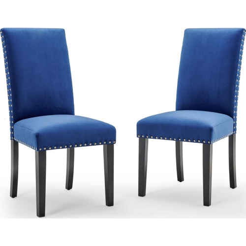 Parcel Dining Chair in Navy Blue Velvet (Set of 2)