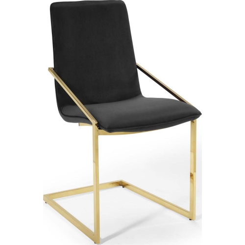 Pitch Dining Arm Chair in Black Velvet & Gold Metal