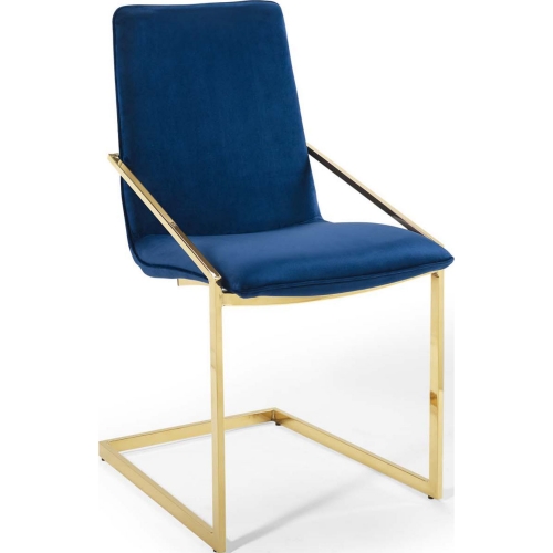 Pitch Dining Arm Chair in Navy Blue Velvet & Gold Metal