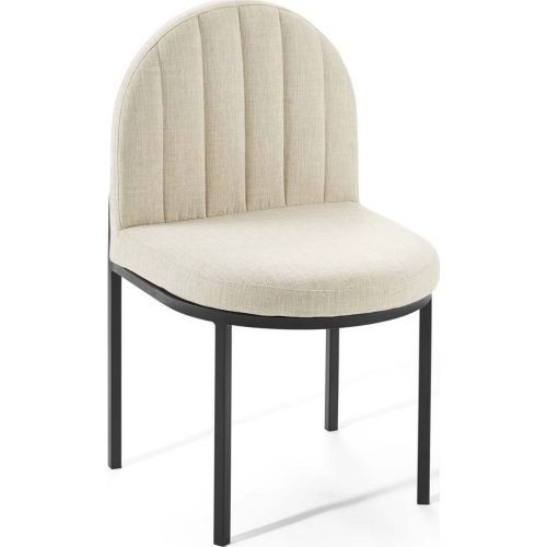 Isla Dining Chair in Channel Tufted Beige Fabric & Black