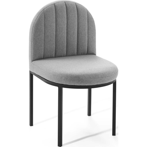 Isla Dining Chair in Channel Tufted Light Gray Fabric & Black