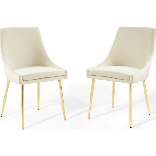 Viscount Dining Chair in Ivory Velvet & Gold Stainless (Set of 2)