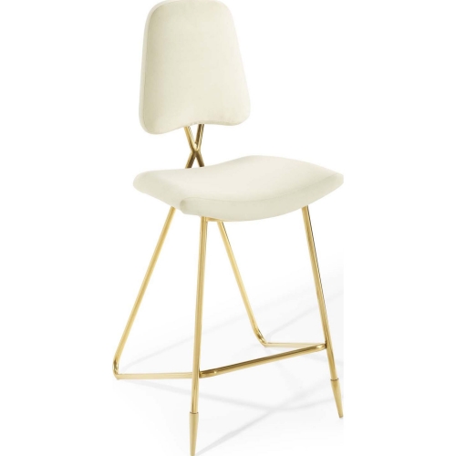 Ponder Bar Stool in Ivory Velvet & Gold Steel