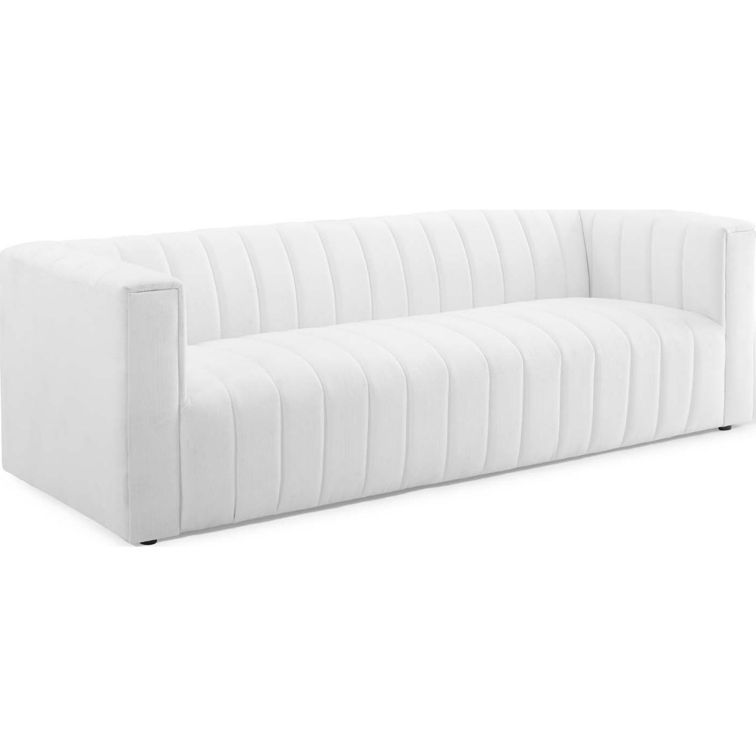 Modway EEI-3881-WHI Reflection Sofa In Channel Tufted White Fabric