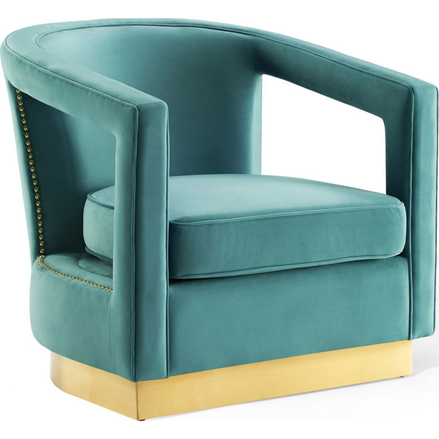 Modway EEI-3888-MIN Frolick Arm Chair in Mint Velvet & Gold Stainless