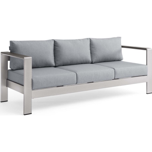 Shore Outdoor Sofa in Gray Fabric & Aluminum Frame