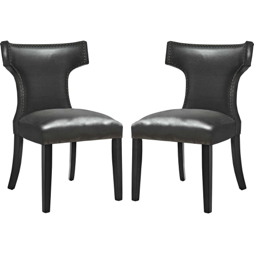 Curve Dining Chair in Black Leatherette (Set of 2)