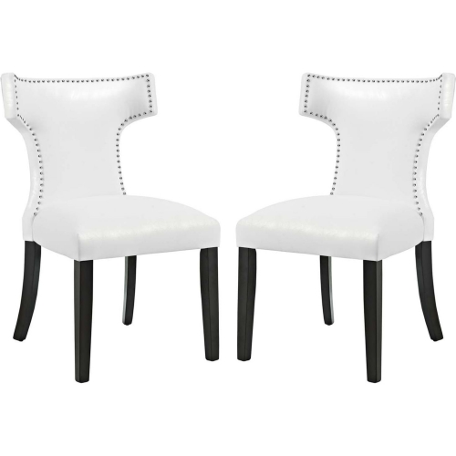 Curve Dining Chair in White Leatherette (Set of 2)