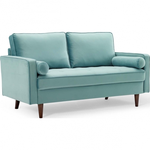 Valour Loveseat in Mint Green Velvet