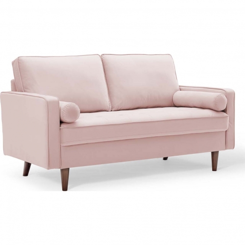 Valour Loveseat in Pink Velvet