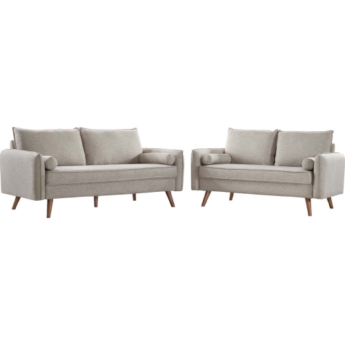 Revive Sofa & Loveseat Set in Beige Fabric