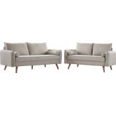 Revive Sofa & Loveseat Set in Beige Fabric