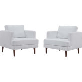 Agile Arm Chair in White Fabric (Set of 2)