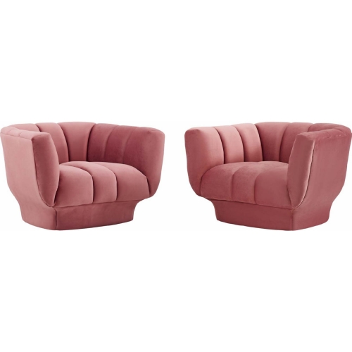 Entertain Arm Chair in Vertical Channel Tufted Rose Velvet (Set of 2)