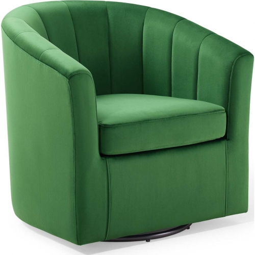 Prospect Swivel Arm Chair in Tufted Emerald Green Velvet on Espresso Legs