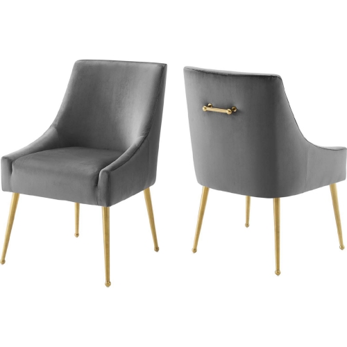 Discern Dining Chair in Gray Velvet & Gold (Set of 2)