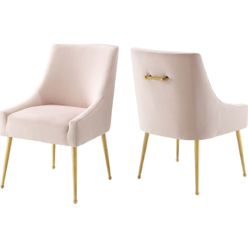 Discern Dining Chair in Pink Velvet & Gold (Set of 2)