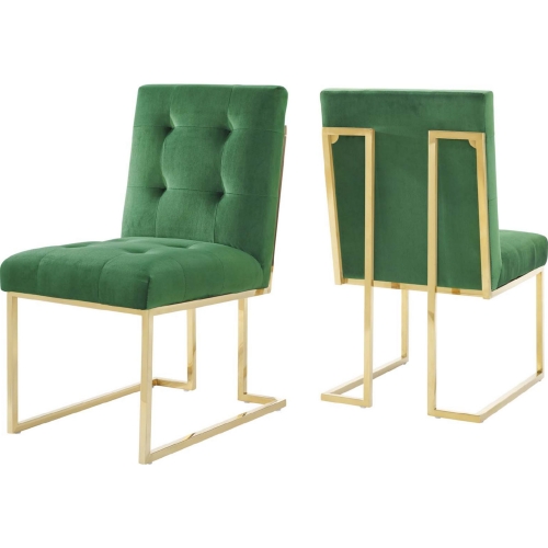 Privy Dining Chair in Emerald Velvet & Gold Stainless (Set of 2)